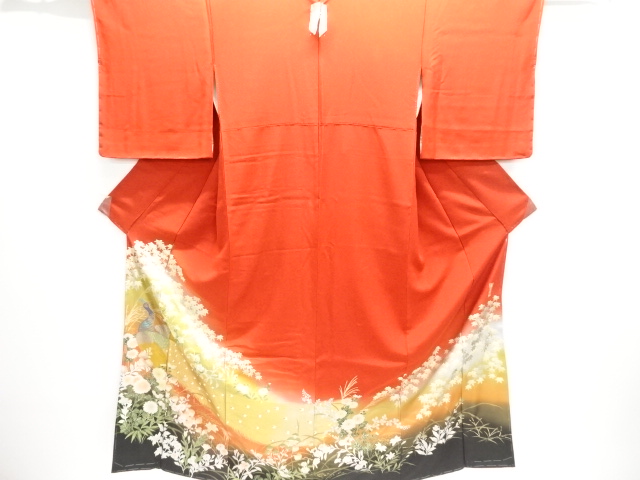 JAPANESE KIMONO / IRO-TOMESODE / FLORAL PLANTS